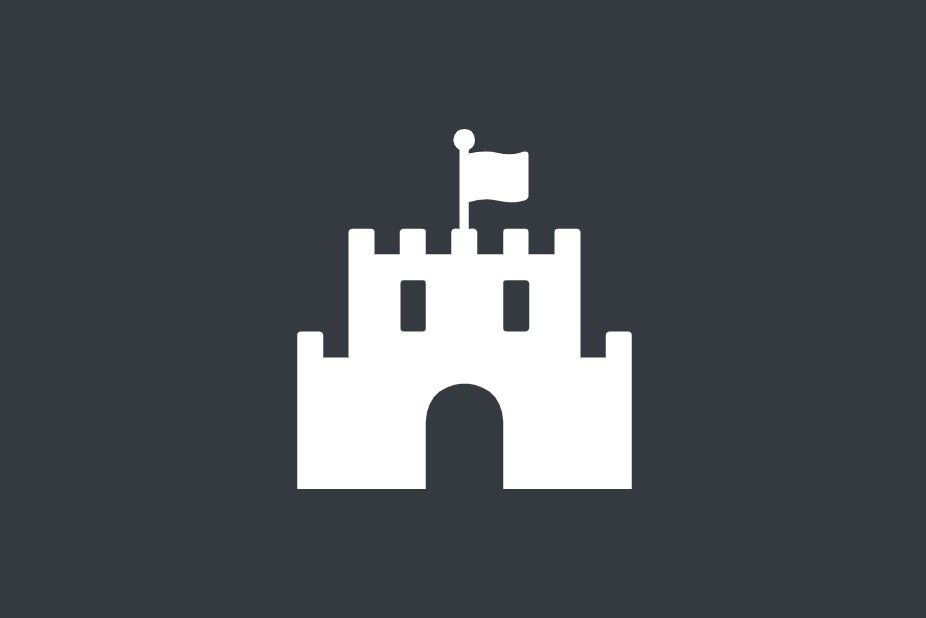 A picture of a castle on a grey background